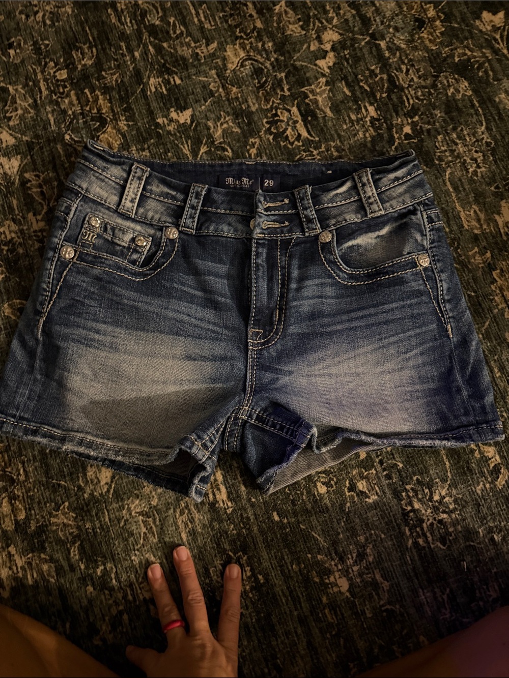 Miss Me Faded Blue Denim Jean Shorts